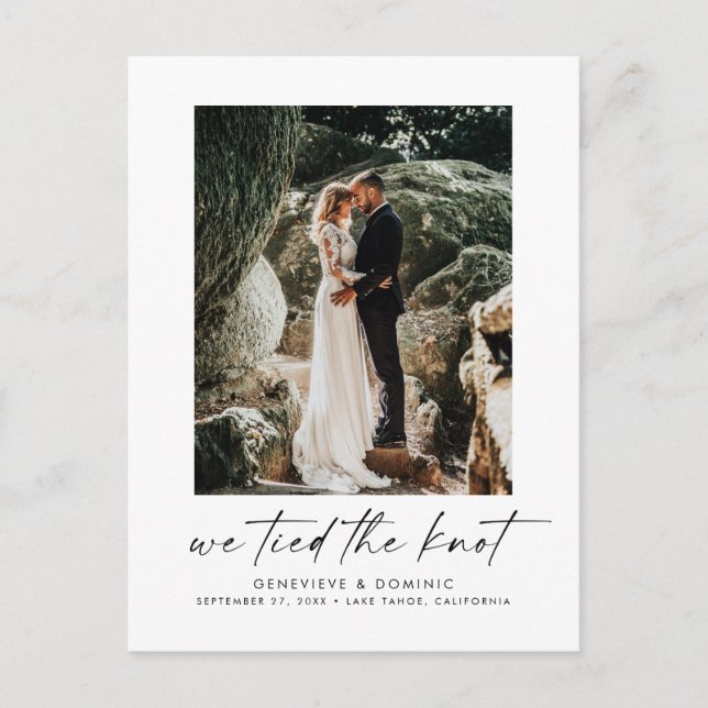 Tarjeta postal de anuncio de fuga para la boda (Anverso)