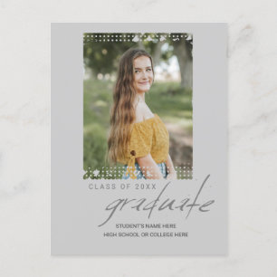 Tarjeta postal de anuncio de graduación con foto