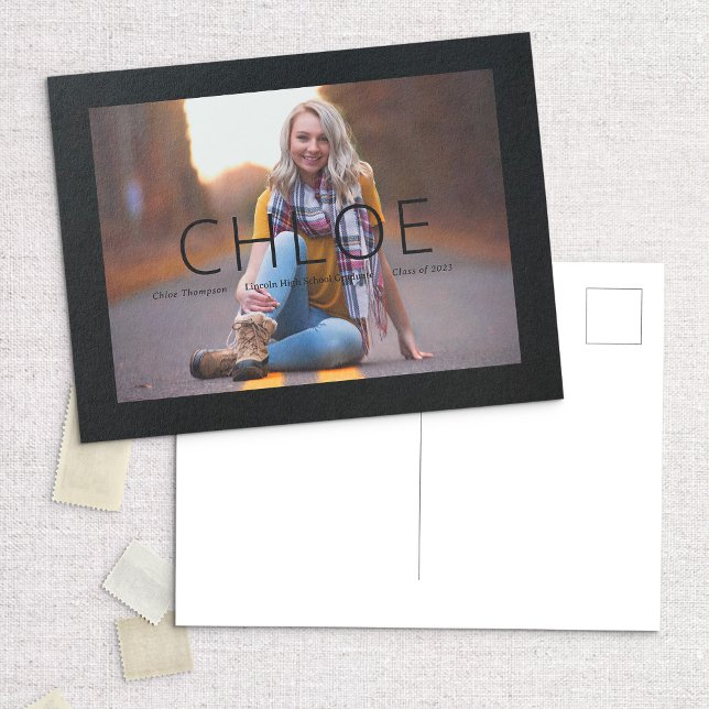 Tarjeta postal de anuncio de graduación con foto e (Subido por el creador)