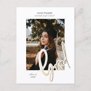 tarjeta postal de anuncio de graduación con guión