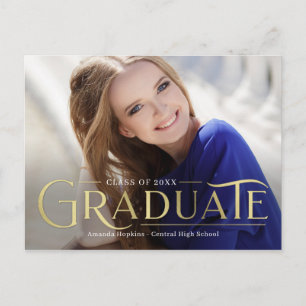 Tarjeta postal de anuncio de graduación con superp