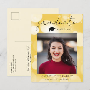 Tarjeta postal de anuncio de graduación de foto mo