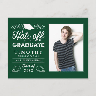 Tarjeta postal de anuncio de graduación Hats Off
