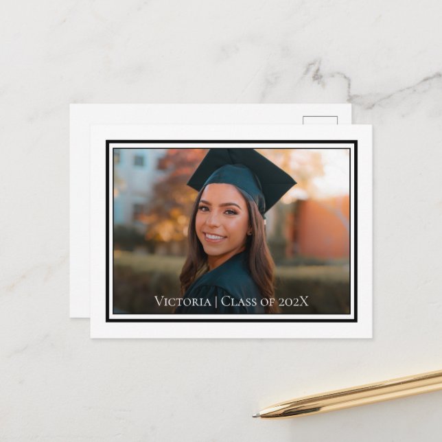 Tarjeta Postal de Anuncio de Graduación Minimalist (Anverso/Reverso In Situ)