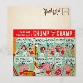 Tarjeta postal de anuncio de hombre musculoso vint