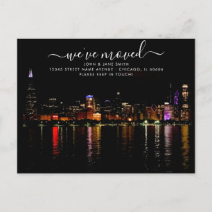 Tarjeta postal de anuncio de mudanza a Chicago