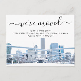 Tarjeta postal de anuncio de mudanza a Chicago