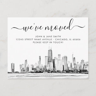 Tarjeta postal de anuncio de mudanza a Chicago