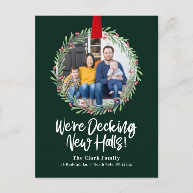 Tarjeta postal de anuncio de mudanza con corona nu (Anverso)