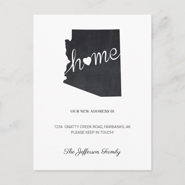 Tarjeta postal de anuncio de mudanza de Arizona co (Anverso)