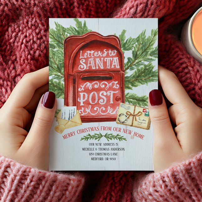 Tarjeta postal de anuncio de mudanza de buzón de c (Christmas Moving Postcard)