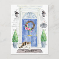 Tarjeta postal de anuncio de mudanza de gato Exóti