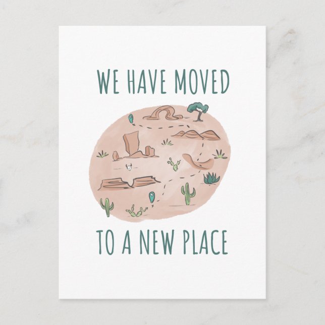 Tarjeta postal de anuncio de mudanza de mapa del d (Anverso)