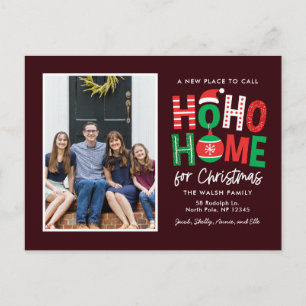 Tarjeta postal de anuncio de mudanza de Navidad Ho