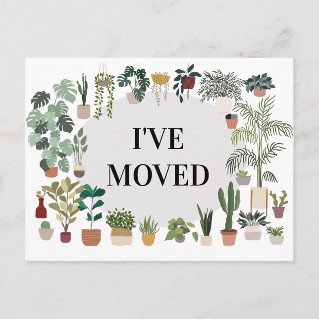 Tarjeta postal de anuncio de mudanza de planta (Anverso)