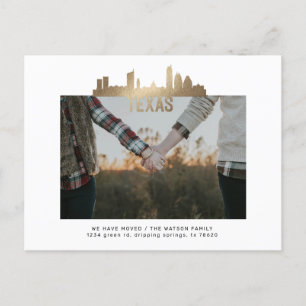 tarjeta postal de anuncio de mudanza del estado de