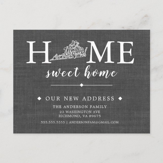 Tarjeta postal de anuncio de mudanza del estado de (Anverso)