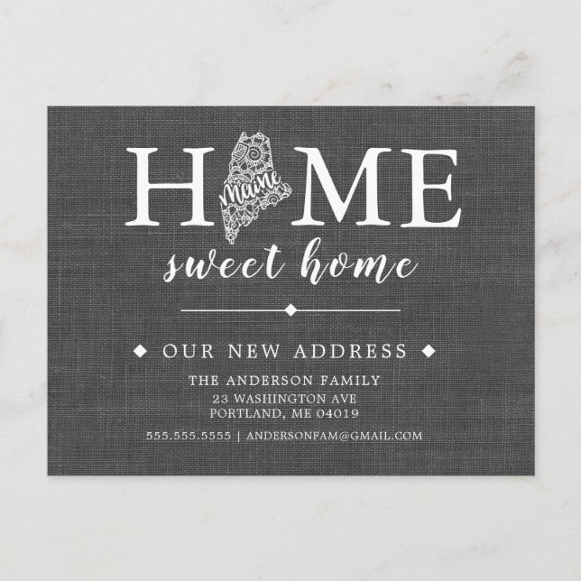 Tarjeta postal de anuncio de mudanza del estado de (Anverso)