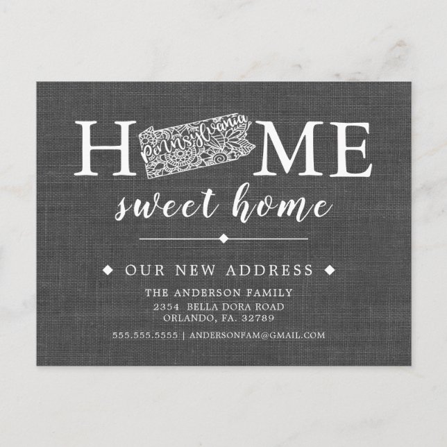 Tarjeta postal de anuncio de mudanza del estado de (Anverso)