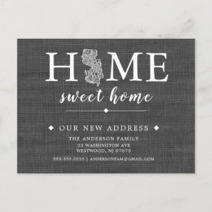 Tarjeta postal de anuncio de mudanza del estado de