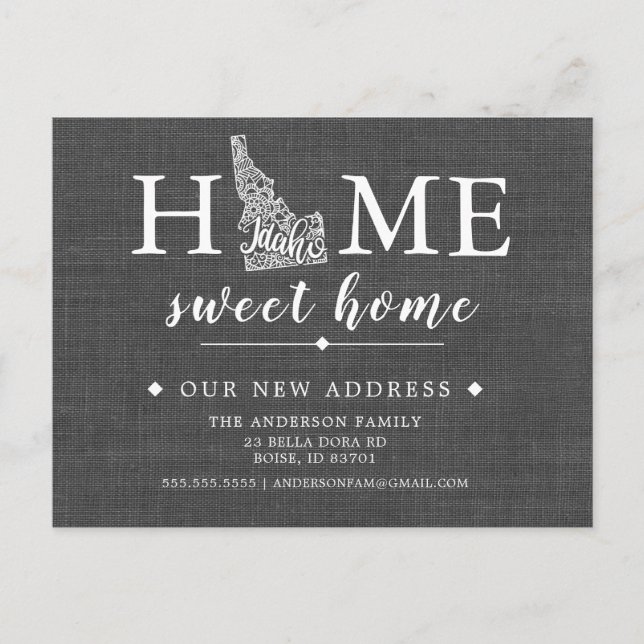 Tarjeta postal de anuncio de mudanza del estado de (Anverso)