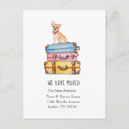 Tarjeta postal de anuncio de mudanza y equipaje de