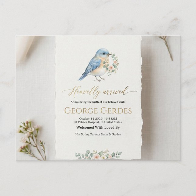 Tarjeta Postal de Anuncio de Nacimiento (Anverso)