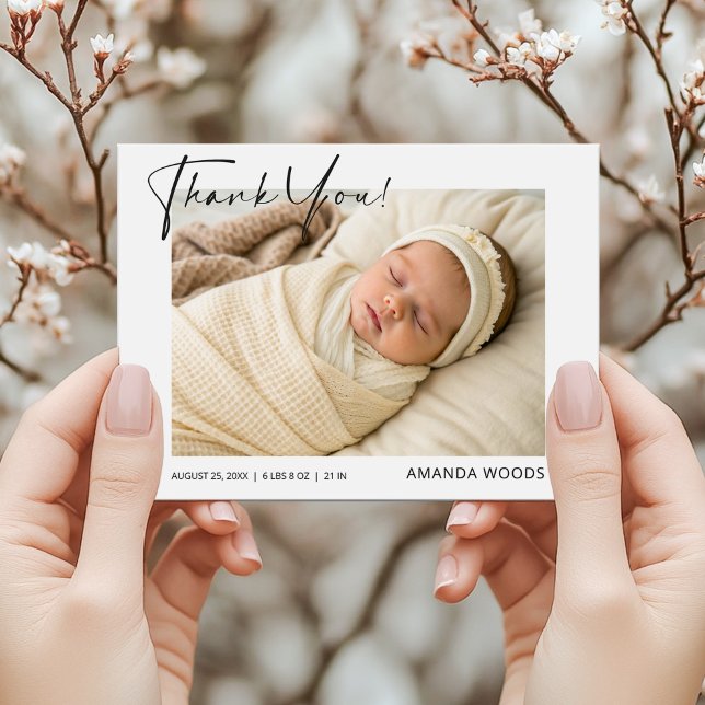Tarjeta postal de anuncio de nacimiento con foto d (Subido por el creador)