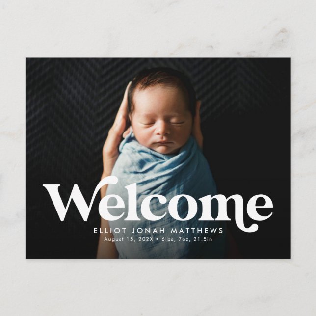 Tarjeta postal de anuncio de nacimiento de bienven (Anverso)