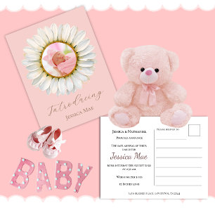 Tarjeta postal de anuncio de nacimiento de Daisy c
