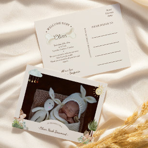 Tarjeta postal de anuncio de nacimiento de dinosau