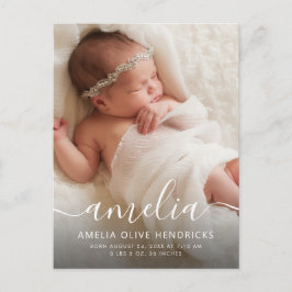 Tarjeta postal de anuncio de nacimiento de foto de