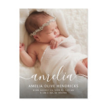 Tarjeta postal de anuncio de nacimiento de foto de