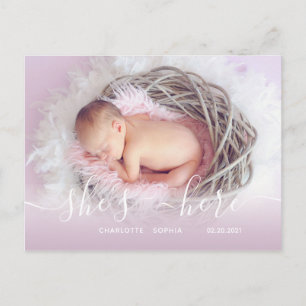 Tarjeta Postal de Anuncio de Nacimiento de Niña