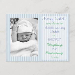 Tarjeta postal de anuncio de nacimiento de Niño Az