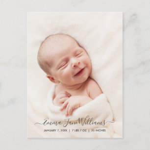 Tarjeta postal de anuncio de nacimiento lindo y el