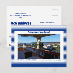 Tarjeta postal de anuncio de nueva dirección de ho