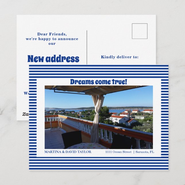 Tarjeta postal de anuncio de nueva dirección de ho (Anverso / Reverso)