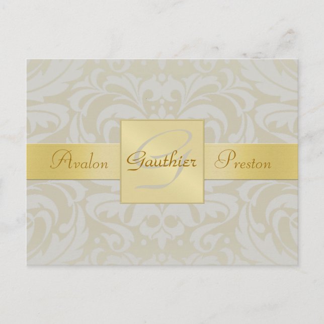 Tarjeta postal de anuncio de Oyster Damask Gold Mo (Anverso)
