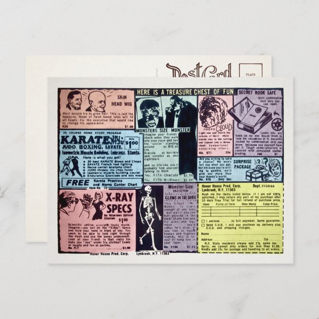 Tarjeta postal de anuncio de pedido por correo vin (Anverso / Reverso)