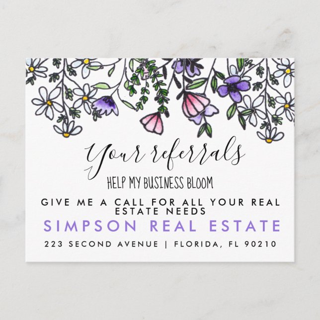 tarjeta postal de anuncio de referencias de bienes (Anverso)