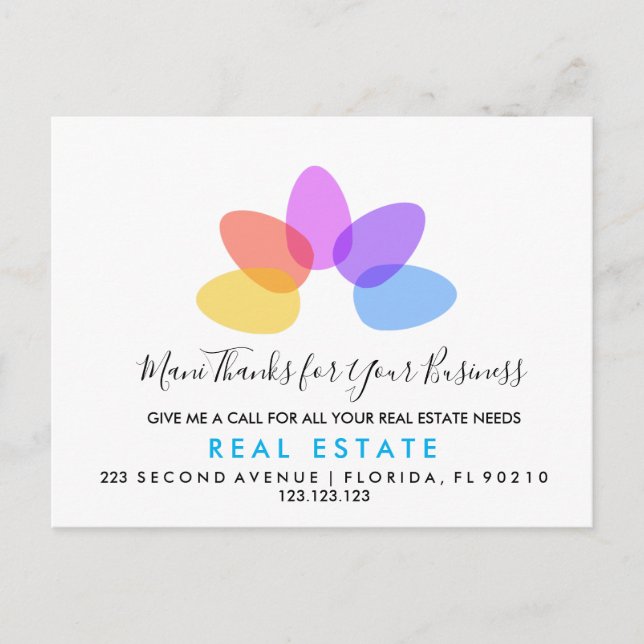 Tarjeta postal de anuncio de referencias de mani d (Anverso)