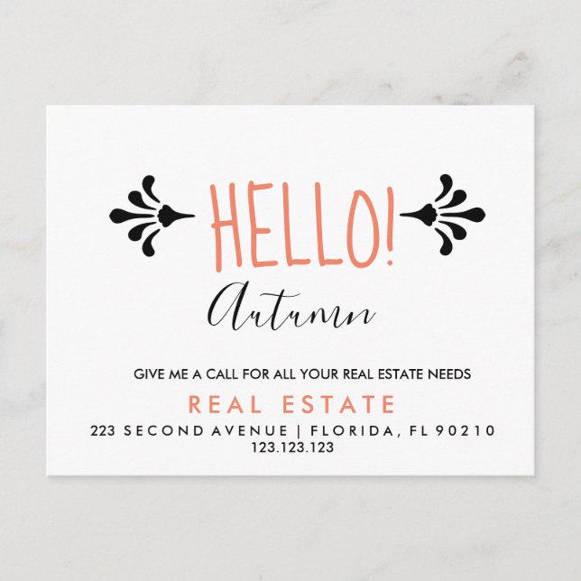 Tarjeta postal de anuncio de referencias de otoño  (Anverso)