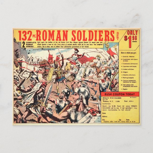 Tarjeta postal de anuncio de soldados romanos vint (Anverso)