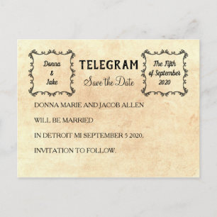 Tarjeta postal de anuncio de Telegrama para guarda