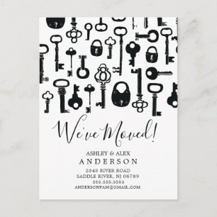 Tarjeta postal de anuncio de traslado de llaves an