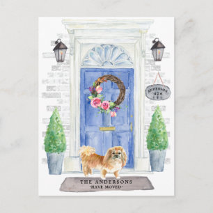 Tarjeta postal de anuncio de traslado de pequinés