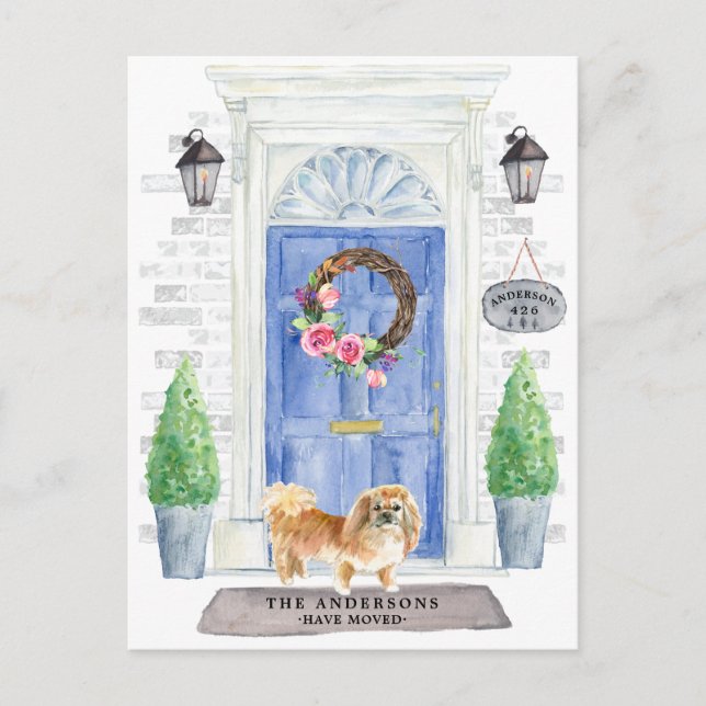 Tarjeta postal de anuncio de traslado de pequinés (Anverso)