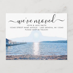 Tarjeta postal de anuncio de traslado del lago Gin