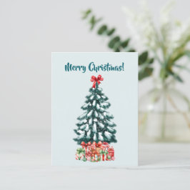 Tarjeta postal de árbol de Navidad elegante nevado